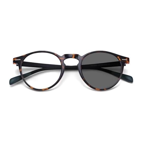 [Dollger] Blue Light Cutting Glasses TR90 Dimming Glasses Discoloration Computer Glasses Modern Glasses Round Glasses Glasses UV Protection PC