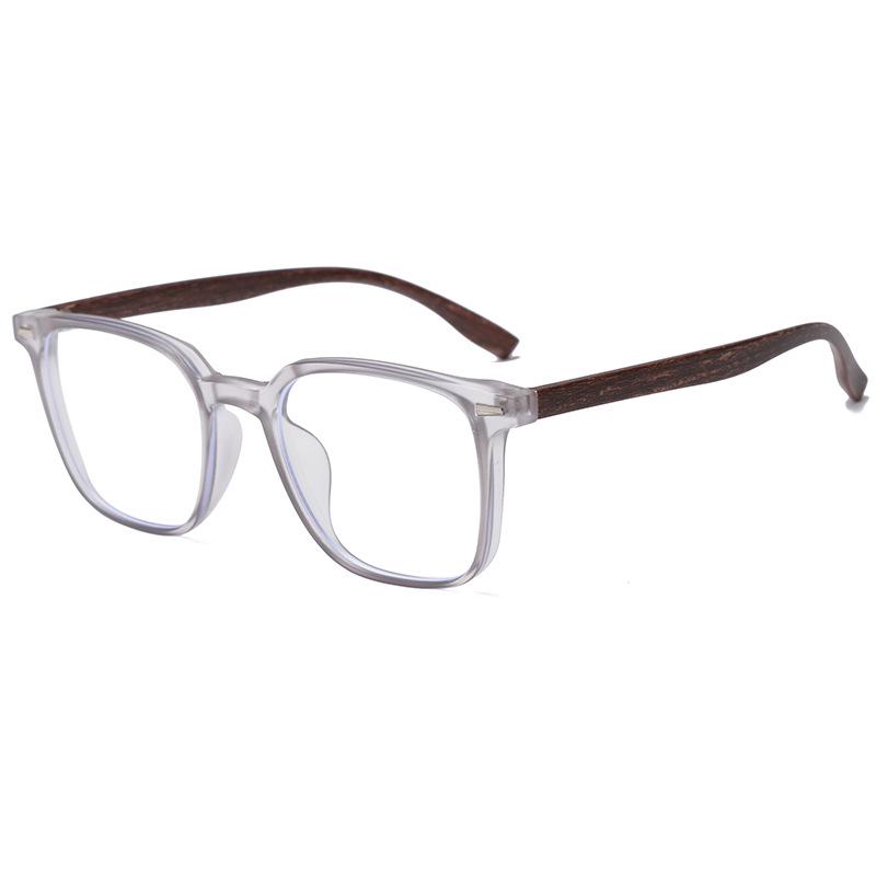 Literary Retro Wood Grain Large Frame Glasses, Anti-Radiation & Blue Light, TR Ultralight, Trendy Unisex High-End M03.