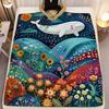 Whales and Sunset Patterns Flannel Printed Blanket Suitable for All Seasons Suitable for Living Room Office Sofa and Travel