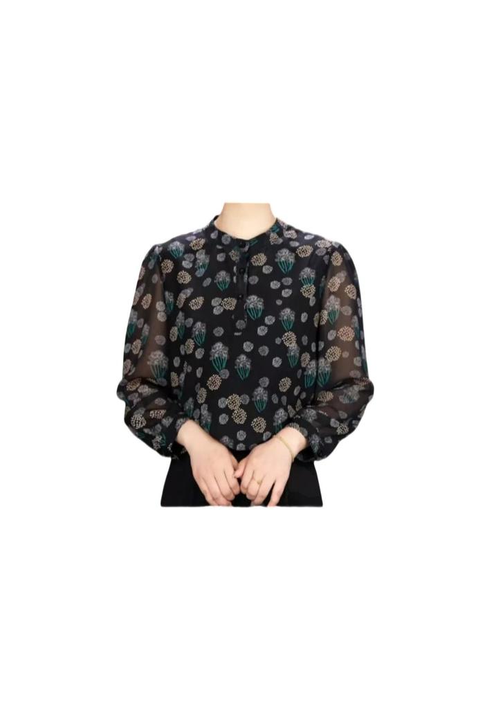 Women's Plus Size Printed Long-Sleeve T-shirt for Spring & Summer - Loose Slimming Fit for Middle-Aged & Elderly