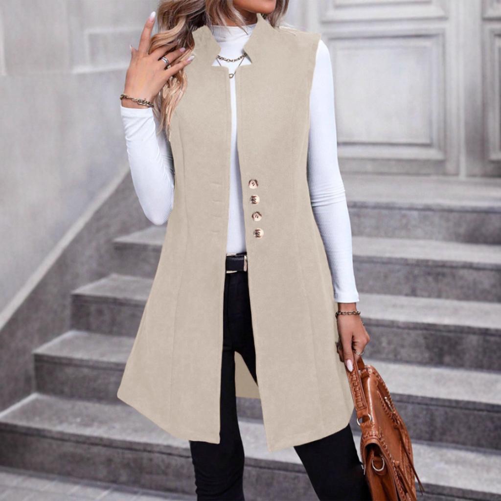 Damen Woll-Anzugweste für Herbst/Winter, Elegante ärmellose Oberbekleidung