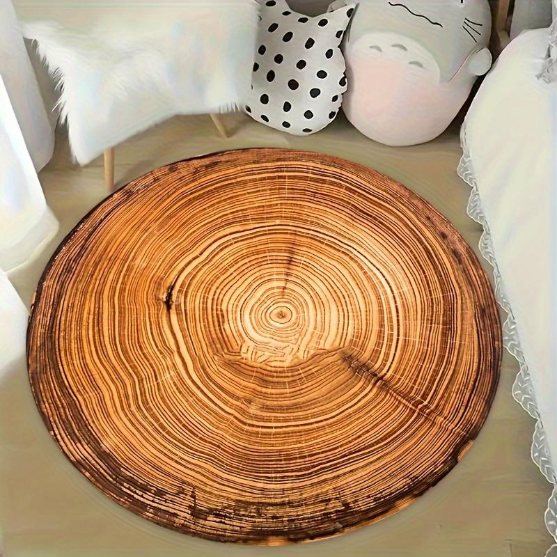Wood Grain Round Carpet Flannel Rustic Living Room Decor Natural Floor Mat Earthy Area Rug Organic Home Accent Cozywoodland Vibe