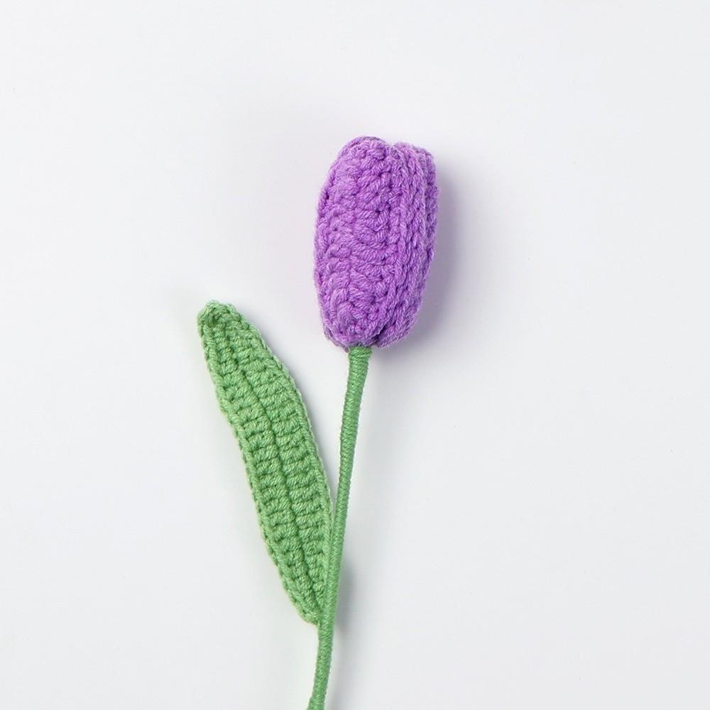 Ručně pletený háčkovaný kytice Kreativní hotová ručně vyrobená rostlina Pletené tulipány Květina Domácí dekorace