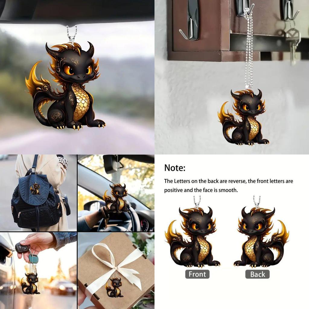 Eye-catching Black Dragon Acrylic Car Charm For Creative Interior Design
