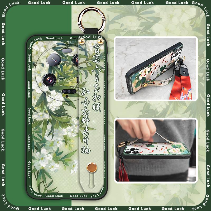 Anti-dust Kickstand Phone Case For Xiaomi 13 Ultra Back Cover Phone Holder Silicone Durable Lanyard Elderly Lady Fashion