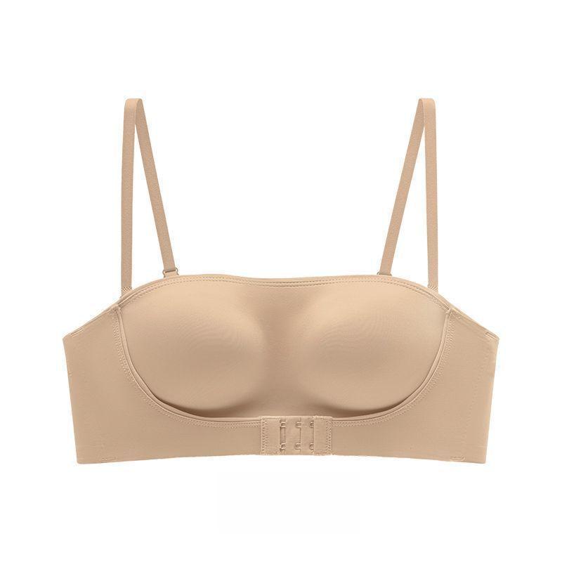 Sexy Leopard Print Strapless Women's Gathering Non Slip Bra with Seamless Lifting and No Steel Ring Bra Front Button Bra