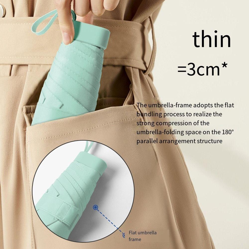 Candy Color Travel Rain Umbrella 6 Ribs Hand Operated Parasol Fast Dry Mini UV Sun Umbrella Women