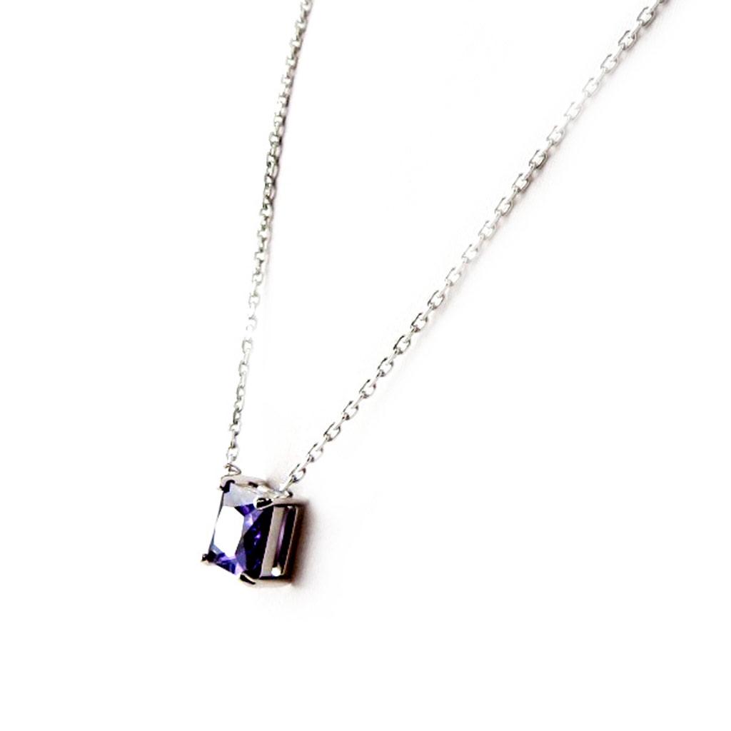 Les Trésors De Lily [F1339] - Silver 'Essentiel' Amethyst Necklace