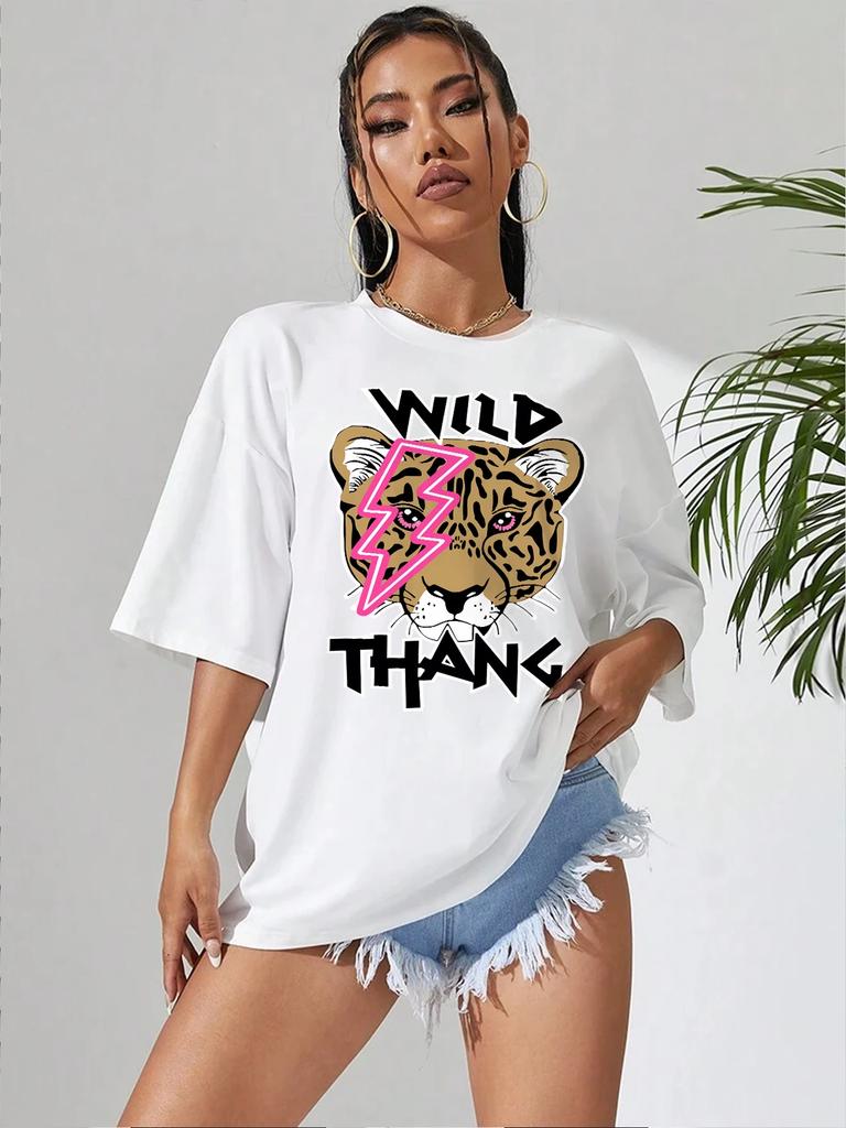 Wild Leopard Printing Women Tshirt Sport Casual Fashion T Shirt Summer Clothes Breathable Oversize Short Sleeve Female