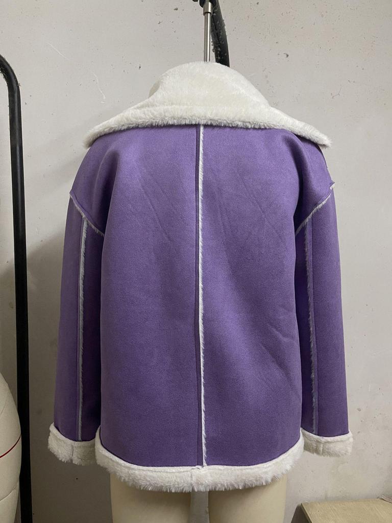 2024 Fashion Turn-Down Collar Plush Winter Warm Casual Jacket