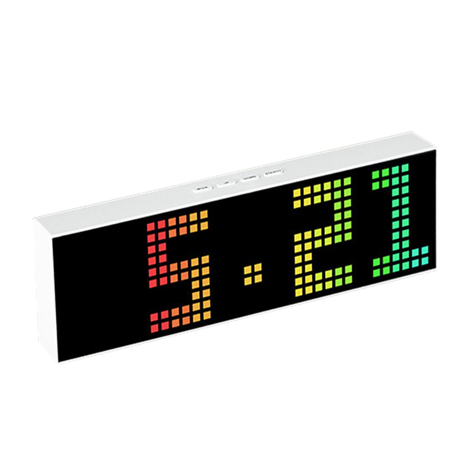 Digital Alarm Clock With Colorful Light Colors, Desk Alarm Clock For Bedroom With Timing Function, Voice-activated, LED Display Digital Clock White Shell#0