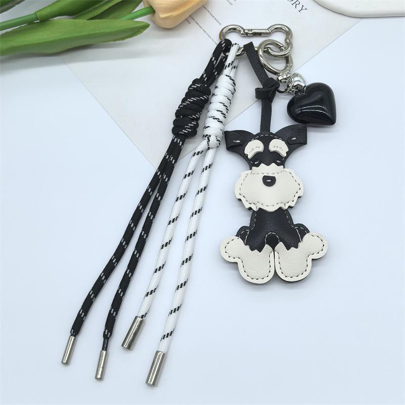 Bag Charm Cute Schnauzer Dog Bag Pendant Creative Nylon Woven Rope Sports Phone Case Hanging Car Decorative