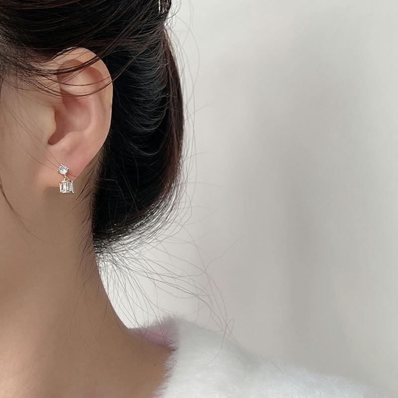 New Unique Earrings Small, Free-removing Earrings, Square Diamond Square Niche Design