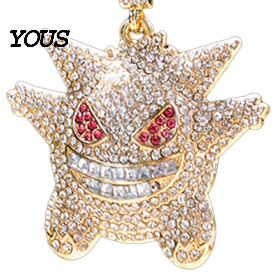 Cute Devil Elf Car Decoration Bling Accessories, Rhinestone Rear View Mirror Wear Resistant Alloy Pendant Charm, Halloween Auto Interior Hanging