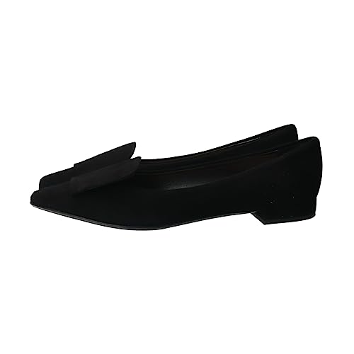 Fabio Rusconi Damen Pumps mit niedrigem Absatz und spitzer Zehenpartie F11518 Schwarzes Wildleder, Größe 22,5 cm
