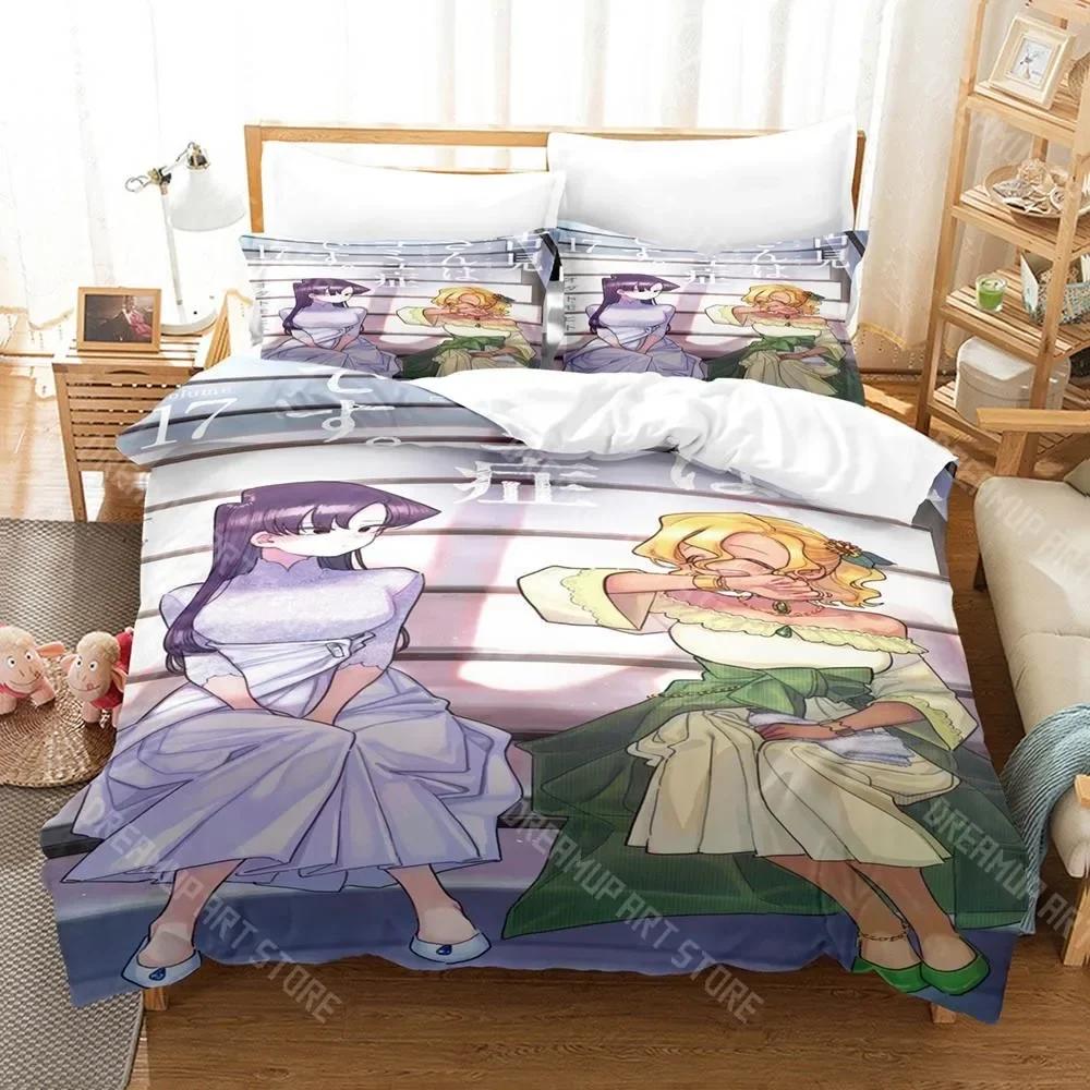 

3D Print Komi Cant Communicate Bedding Set Single Twin Full Queen King Size Bed Set Aldult Kid Bedroom Anime Bed Sheet Set EU Single 90x200cm