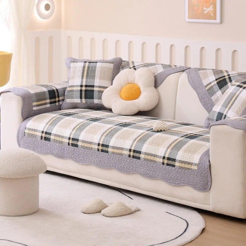 Pastoral Printed Fabric Art Sofa Cover Cotton Non-slip Decor Couch Mat Small Fresh Style Universal for All Seasons Sofa Cover