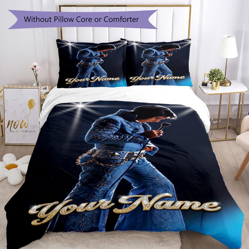 Elvis Presley Customizable Name Bedding Set Perfect for Decorate room Breathable Duvet Cover Custom Room Decor Christmas, WeddingPerfect