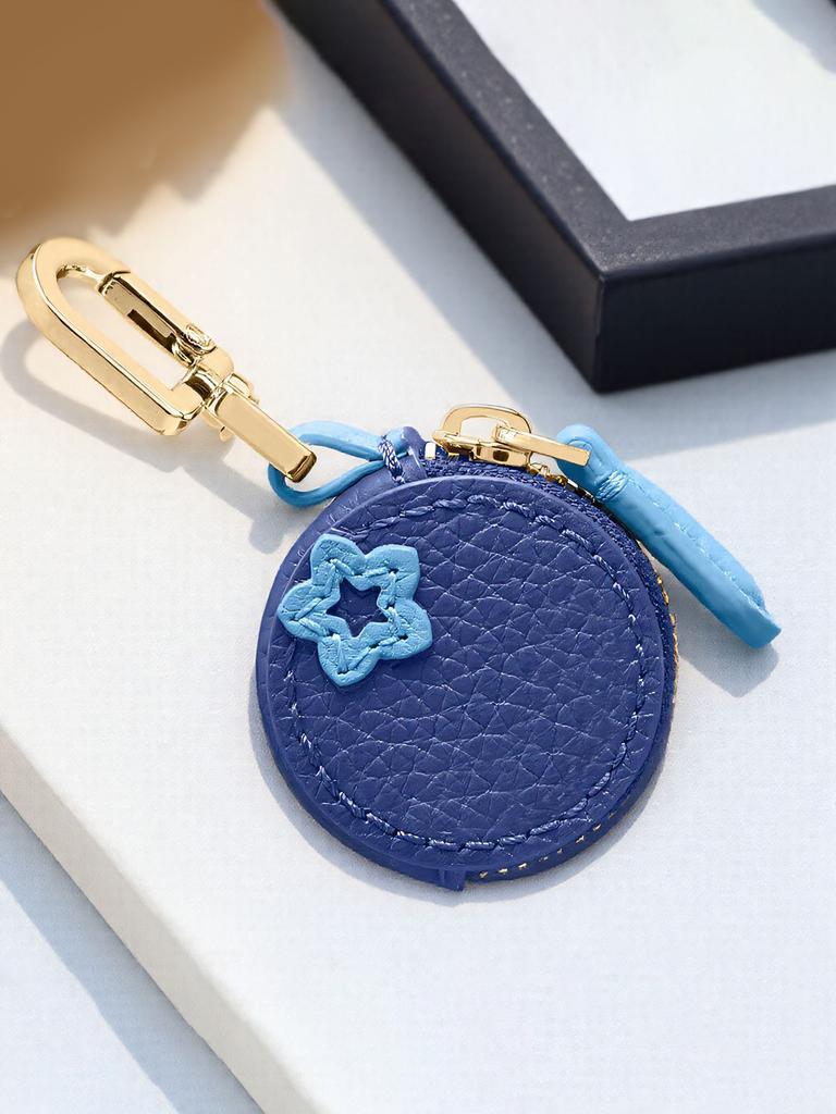 Mehrteiliges Set - Mini süßer Blaubeer-Frucht-Anhänger Münzbeutel Schlüsselanhänger Anhänger Mode PU-Leder-Anhänger Kleine Tasche Geschenk für Frauen