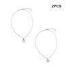2Pcs Women Geometric Pendant Necklace Steel Chains Neck Decor Ornaments Ladies Jewelry for Dating Party Jewelries