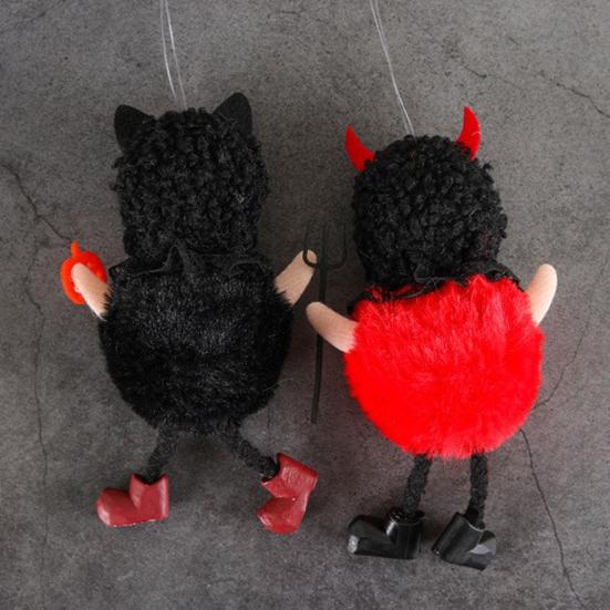 Yousheng Halloween Hanging Plush Witch Doll with Lanyard, Cute Furry Pom Pom Ball Doll Ornament for Doors Windows Trees Halloween Party