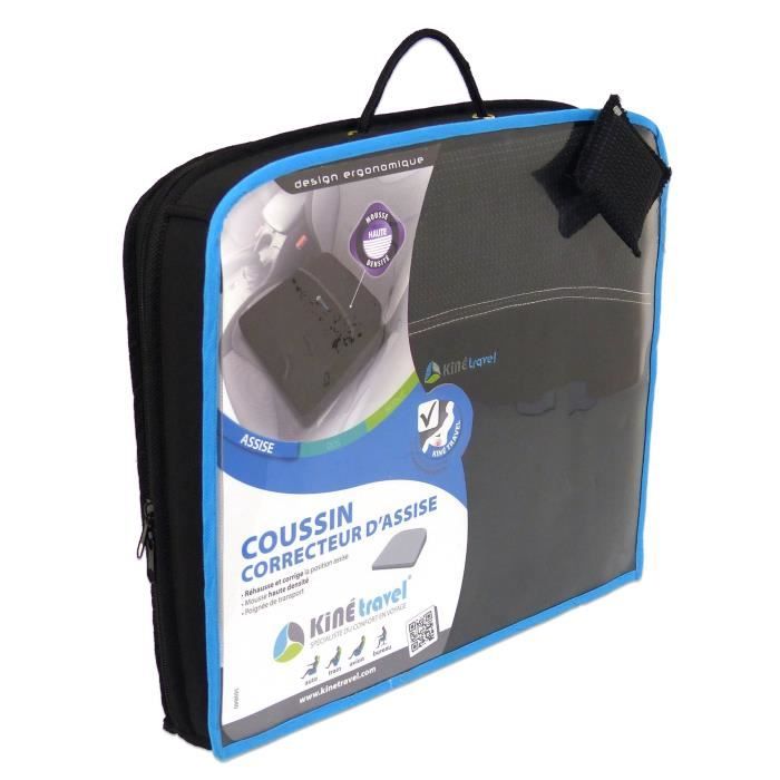 Coussin Correcteur Assise Auto En Mousse 38,5 X 32 X 7/4,5 Cm - KINE TRAVEL - Développés Et Testés Avec Un Kiné