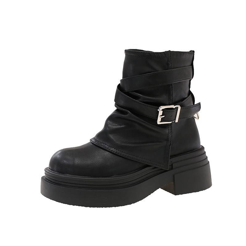 

Женские ботинки Мартина 2025 новые коричневые летние одинарные ботинки на платформе короткие ботинки Майяр утолщающие штаны-трубы ботинки-чулки 39 чёрный