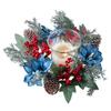Door Wall Window Christmas Ornament Artificial Pinecone Candlestick Wreaths with Red Berries & Leaf Table Centerpiece