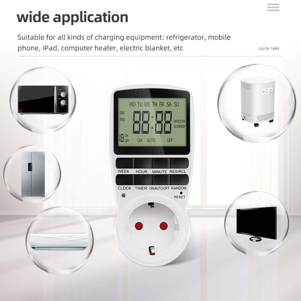 Electronic Digital Timer Switch EU FR BR Plug Kitchen Timers 230V 7 Day12/24 Hour Programmable Control Timing Socket Outlet3