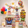 1pc-Birthday Balloons Colorful Candles Three Tier Cake Aluminum Foil Balloons Birthday Party Decoration Supplies