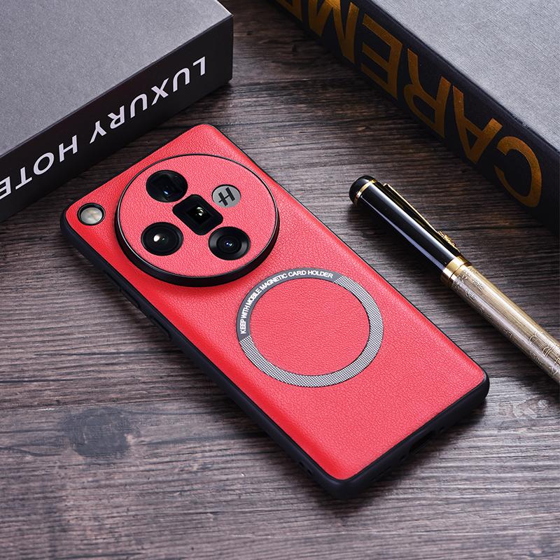 

Чохол Magsafe із штучної шкіри для OPPO Find X7 Ultra Magnetic Wireless Charging Shockproof Cover Shell для OPPO Find X7 X7Ultra For Find X7 червоний
