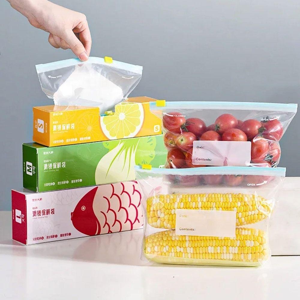 10Pcs Stand Up Plastic Sealed Bag Leakproof Fresh-keeping Zip Shut Bag S/M/L Reusable Refrigerator Fresh Wrap