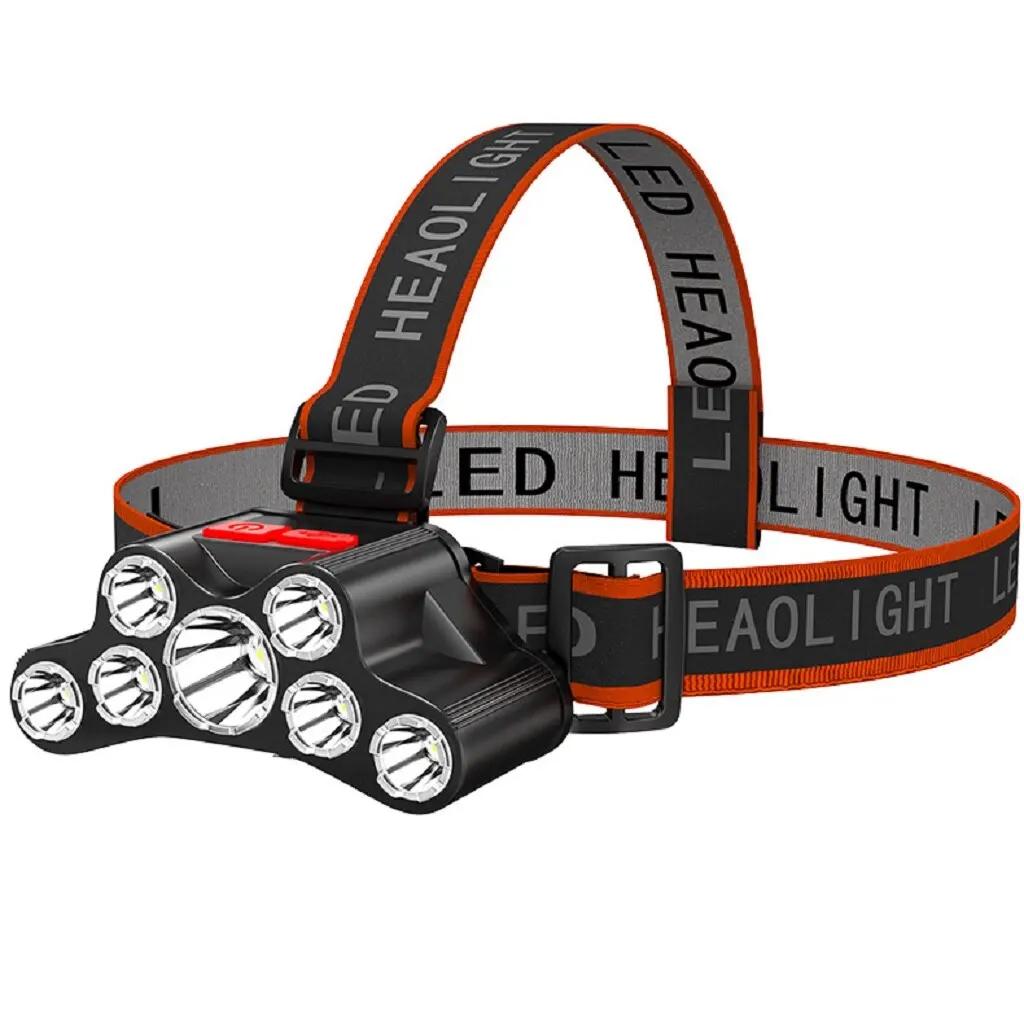 

7LED Headlamp Rechargeable Waterproof Adjustable 4Modes Lightweight for Outdoor Camping Running Hiking Working black