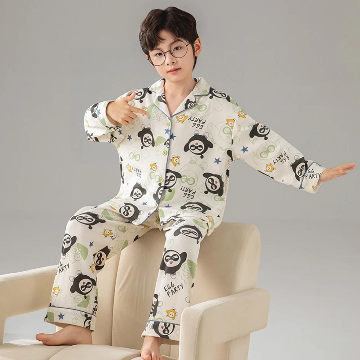 Boys Cotton Pajamas Set - Long Sleeve & Pants for Teens (Spring/Autumn) 160 (suitable for 147-155cm)