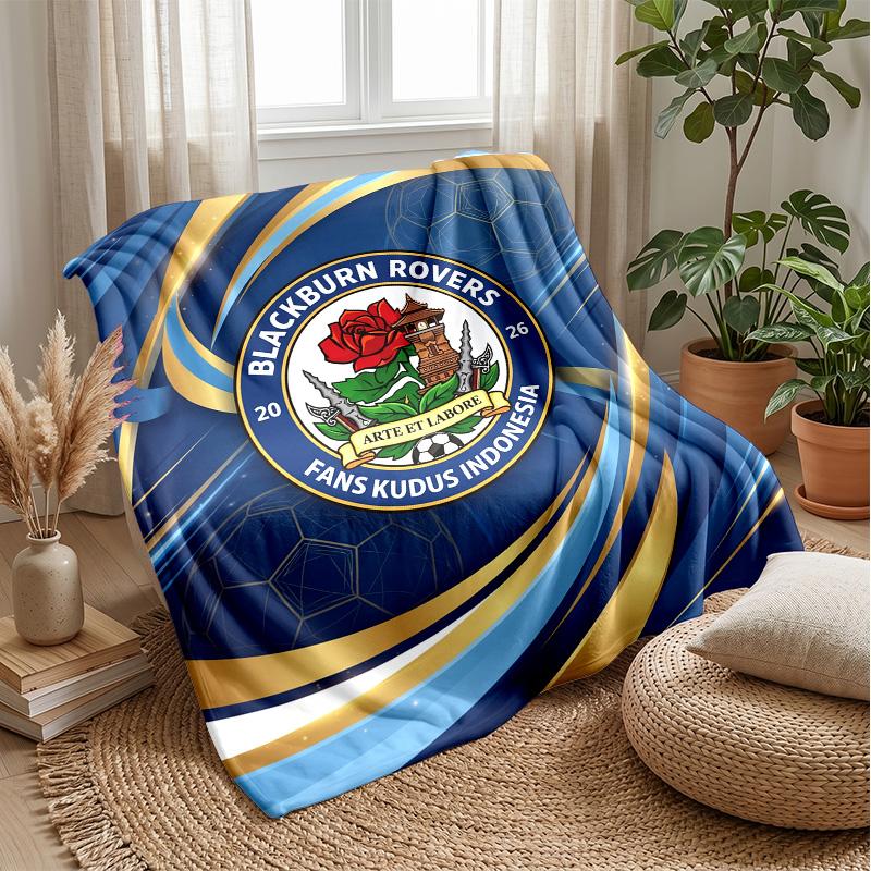 Blackburn Rovers Football Print Flannel Blanket, Soft Warm Lightweight Throw Blanket for Sofa Bed Camping