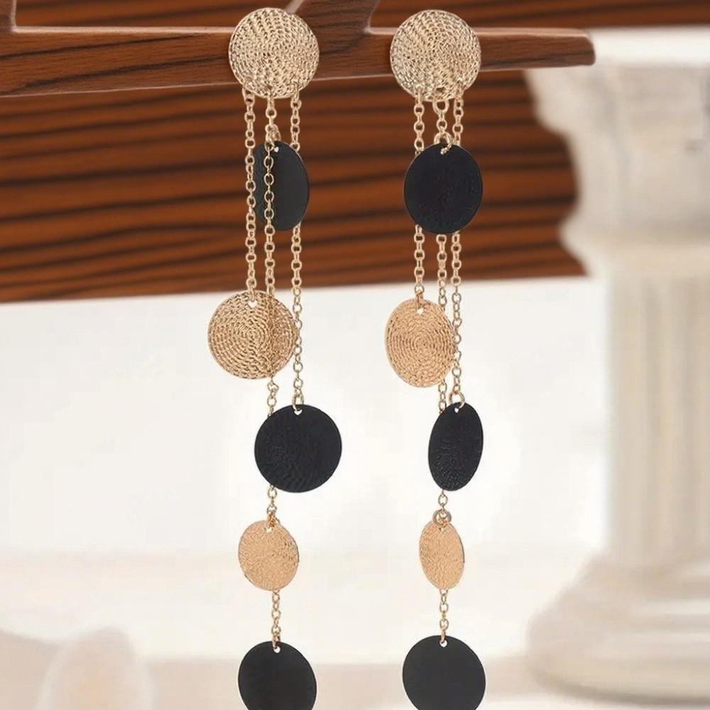 Exquisite Merry Su Disc Pattern Earrings Women's Symmetrical Pendant Earrings Women