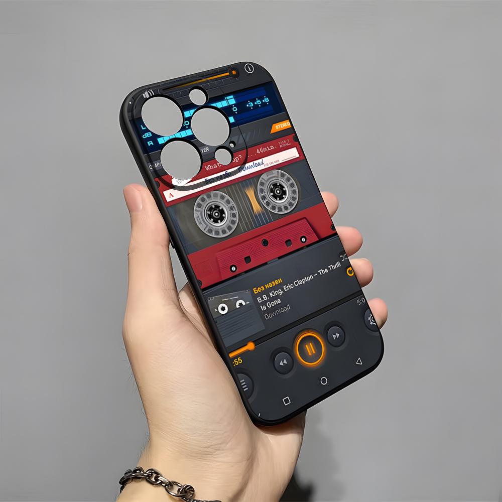 Retro Music Tapes Camera Phone Case For 16 Pro Max Iphone 15 14 Pro Max 13pro 11 X Xs Xr 8 7Plus Silicone Cover
