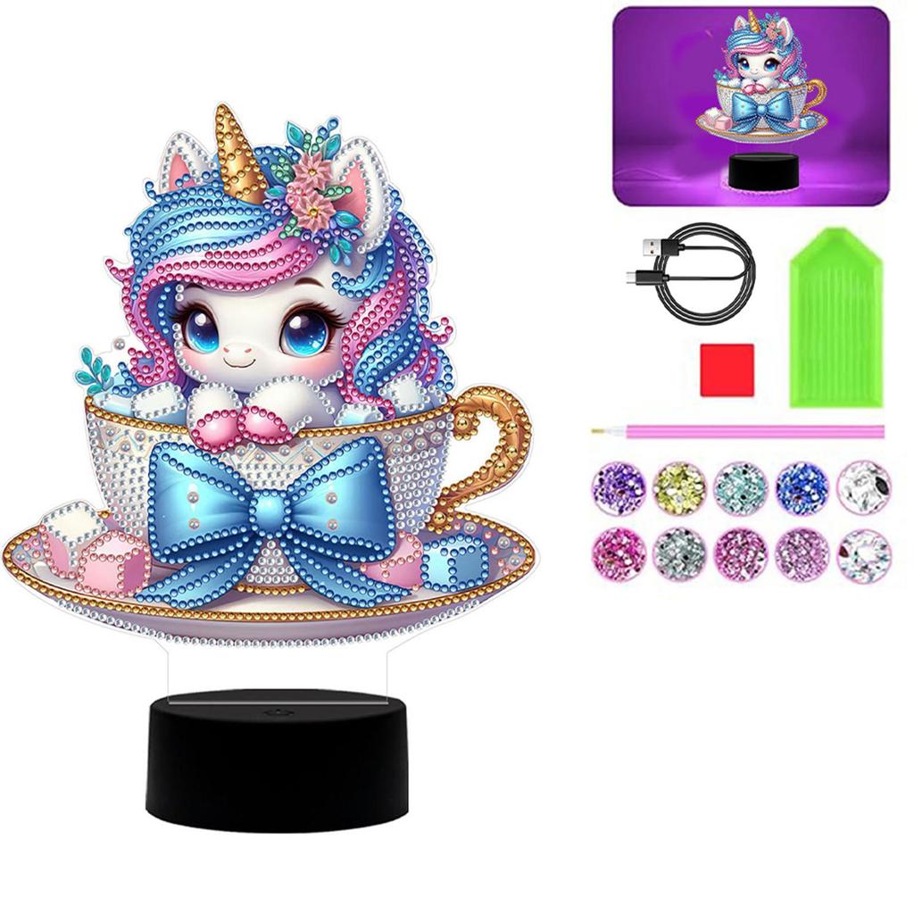 DIY Unicorn Diamond Painting Table Lamp with Tools Diamond Painting Bedside Lamp Double Sided Arts Crafts Home Decoration