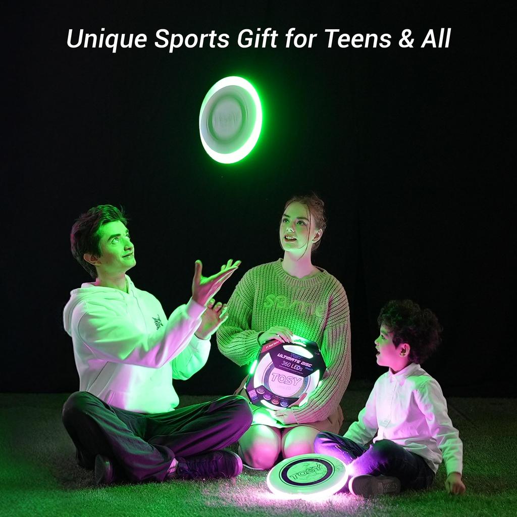 TOSY Flying Disc 16 Million RGB Colors 36 LEDs Super Bright Smart Mode Auto Light-Up Rechargeable Christmas Birthday Camping Gift 175g Frisbee