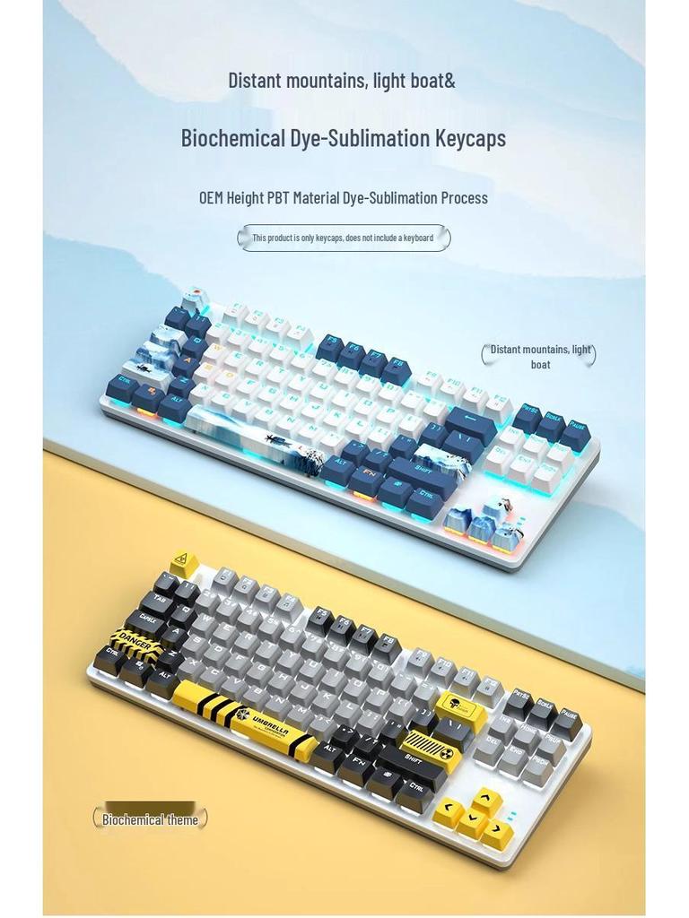 Whale Dream Mountain Light Mechanische Tastatur-Tastenkappen - 10 PBT-Farbsublimations-Tastenkappen, rutschfest und verschleißfest