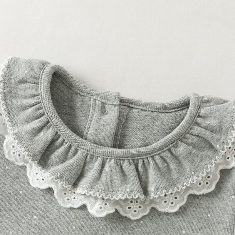 DAVE & BELLA Girls' Long-Sleeve Ruffle-Collar Cotton Base Layer