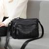 Genuine Top Layer Cowhide Crossbody Bag Women Large Capacity Saddle Style Shoulder Black Casual Daily Use