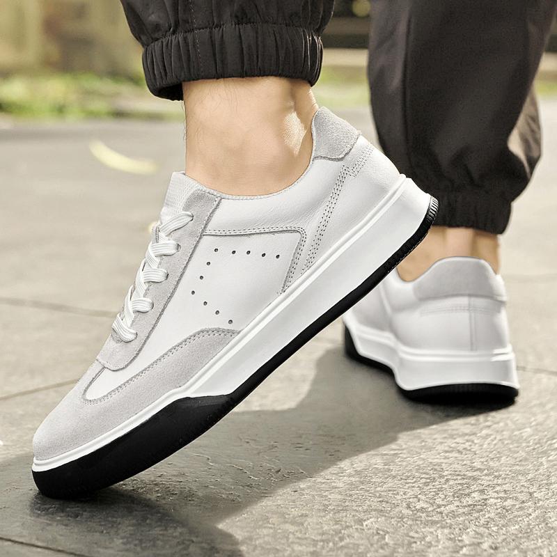 Genuine Leather White Board Shoes Men Skateboard Loafers Man Sport Casual Sneakers Mens Lace Up Flats Male Skate Shoes 2026