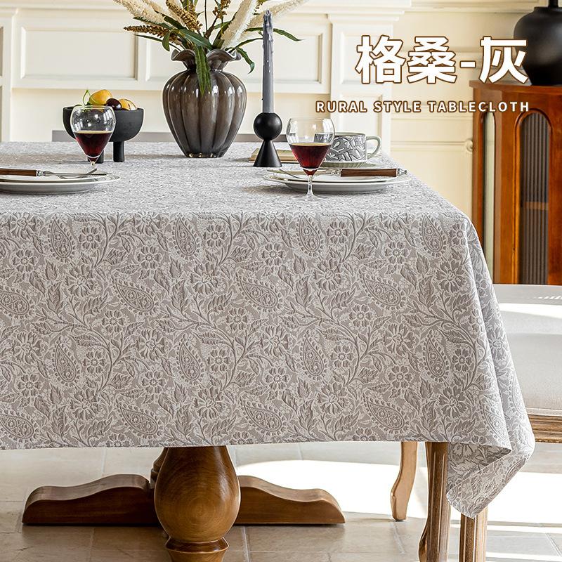 New Home Decoration of Faux Linen Tablecloth TV Cabinet Cover Cloth French Living Room Tablecloth Luxury Retro Tablecloth Simple
