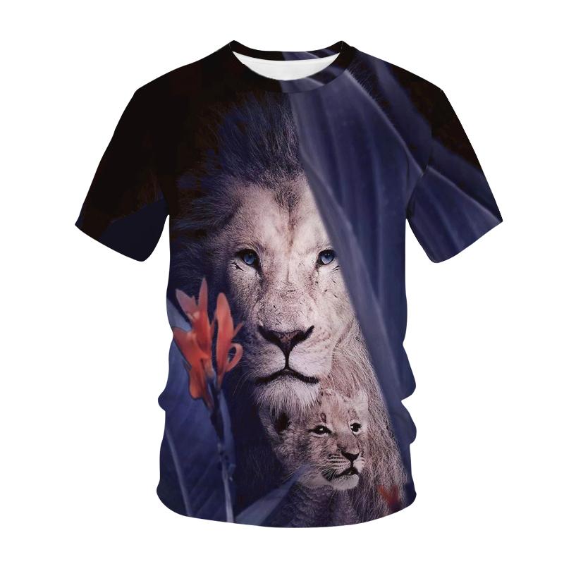 Summer Lion Tiger T shirt Animal 3d Print Men Women Fashion O-Neck Tshirts Male Top