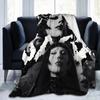 Lady Singer Rock Album Gagas Knitted Fashion Blankets Y2K Tour Flannel Throw Fashion Blanket Rug Piece Ultra-Soft Warm Bedspread Multifuncti