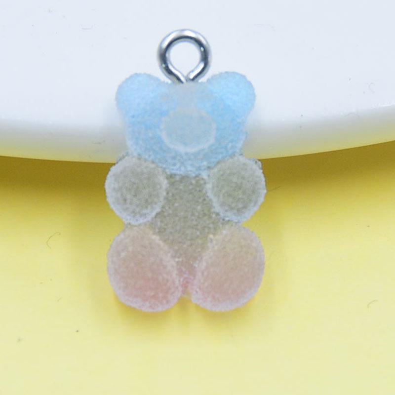 Gradient Color Soft Rubber Bear Charm Earrings & Keychain Accessories