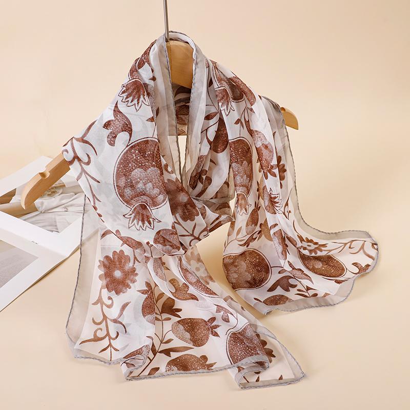 

Роскошный бренд Женский пляжный шарф Жоржет Шелковые шали Дизайнерский принт Повязка на голову Женская летняя повязка Обертывания Солнцезащитный хиджаб 2025 50x160cm