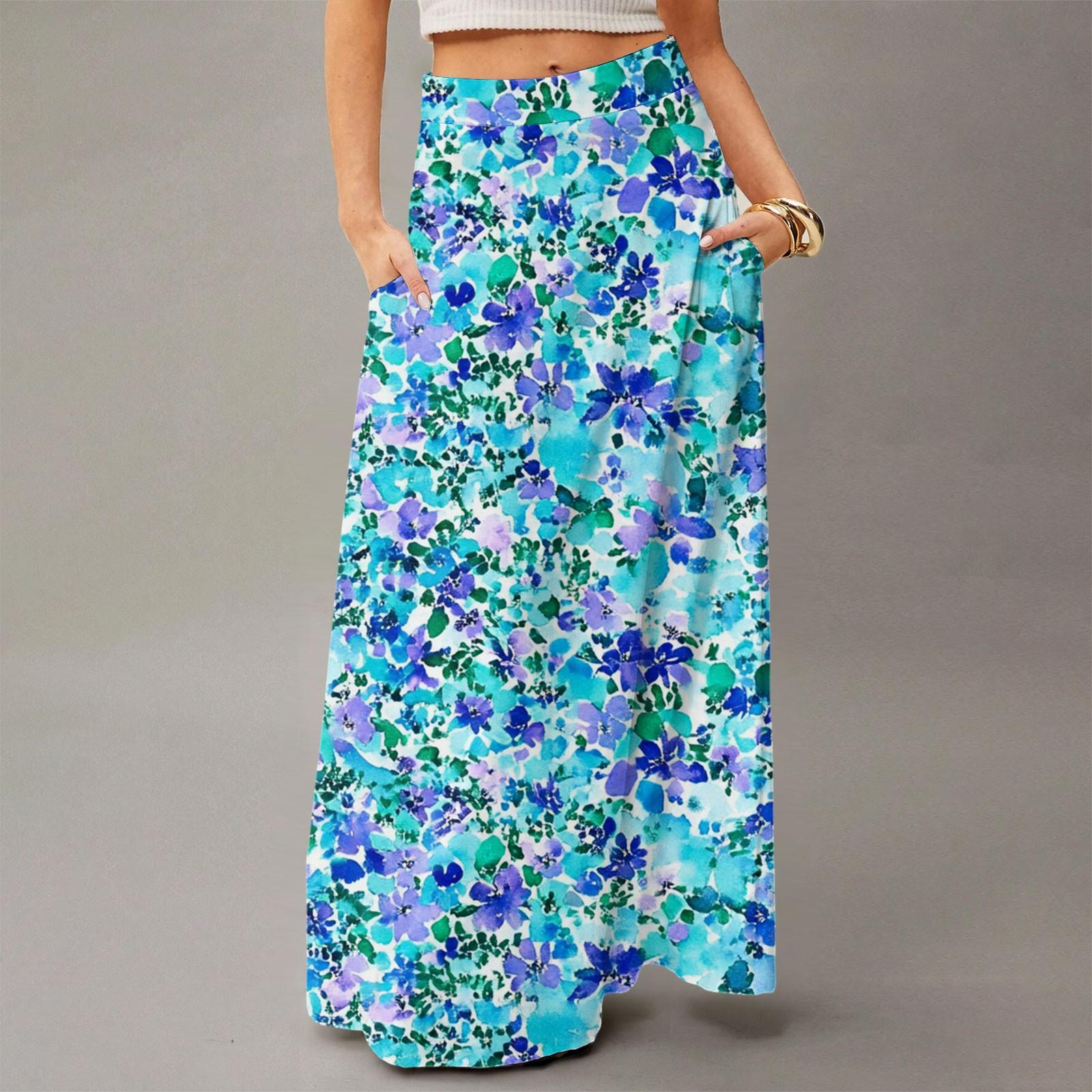 

Женское летящее платье макси обычное повседневное летнее с цветочным принтом в богемном стиле юбка XXL