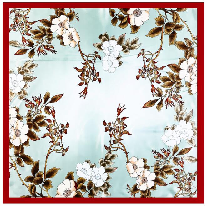 New Designs 90*90cm Square Silk Scarves Women Foulard Head Scarf Ladies Shawl Wrap Bandanna Female Chiffon Hijab Beach Scarf